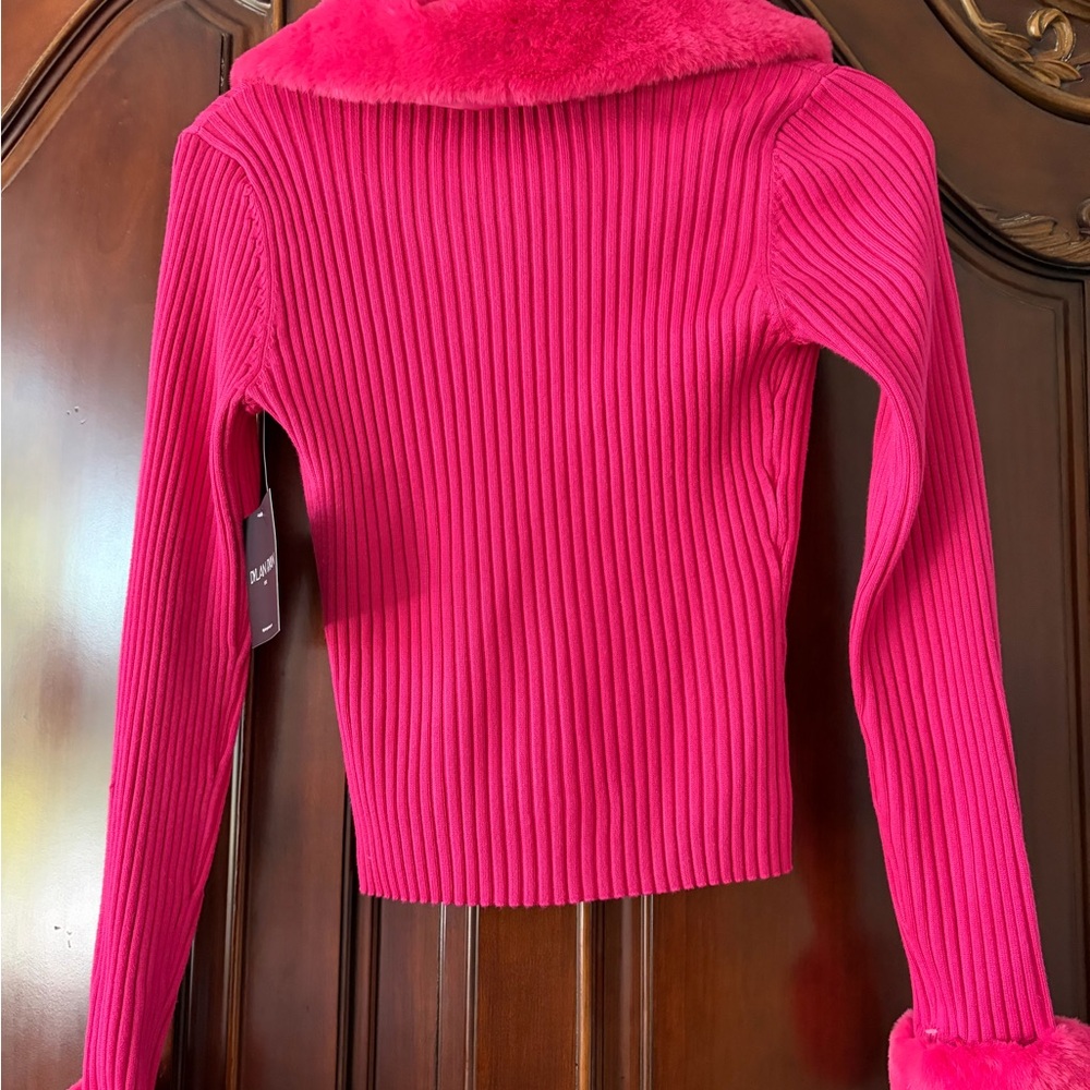 Dolls Kill Pink Ribbed Cardigan - Picture 2 of 4